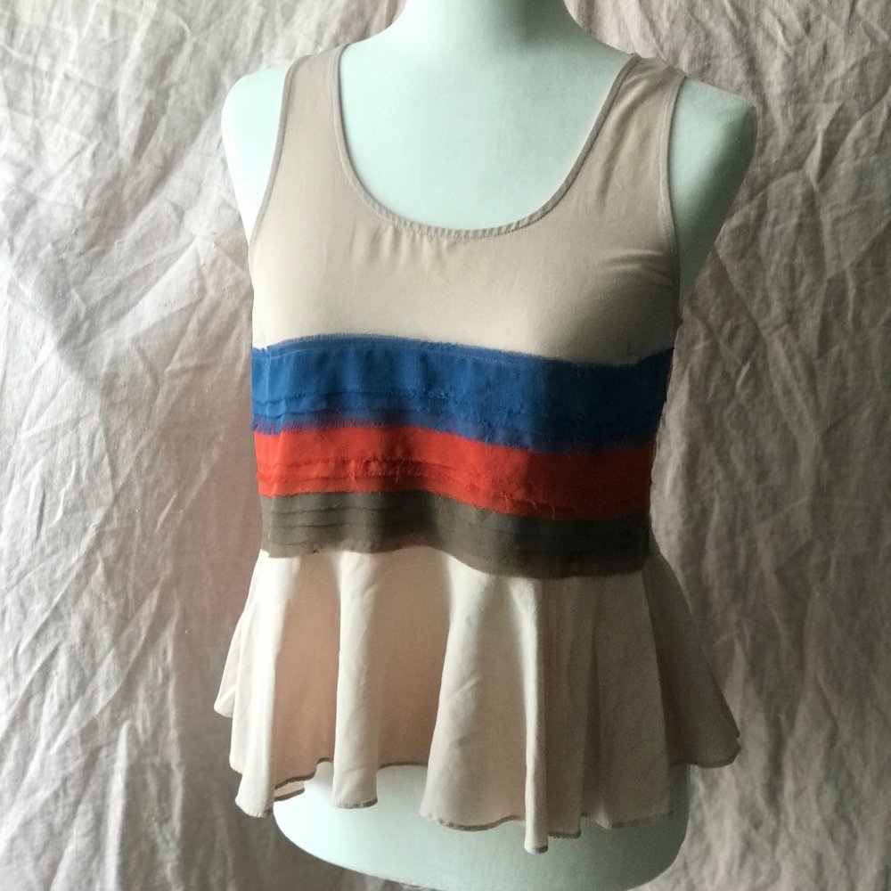 DOUBLE ZERO BLUSH PEPLUM TANK - DRESSY - SMALL